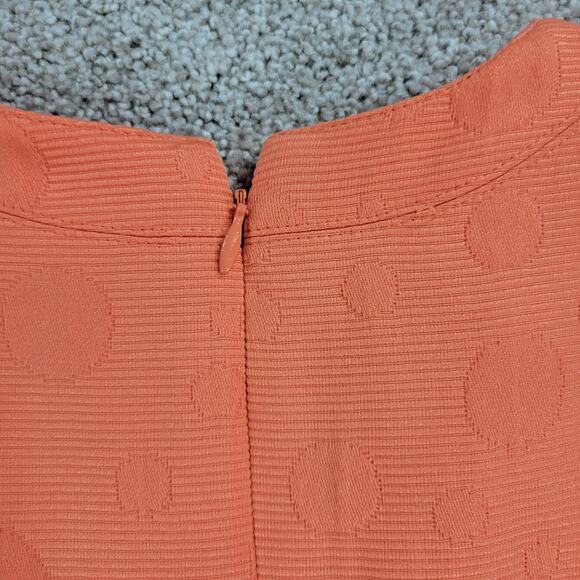 Kay Unger Sheath Dress Womens 4 Orange Raised Muted Polka Dots V Neck - Picture 9 of 12